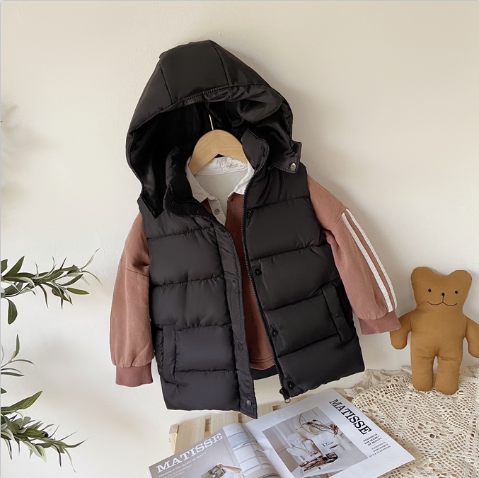 New Children Wear Feather Cotton Marching Boy Girl Link Vest Baby Thickening Cotton Clothes
