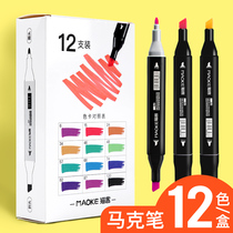 Cat guest Mark set Touch cheap double head students with hand-painted design art painting animation special skin color beginner watercolor pen filling Mark pen single 12 color