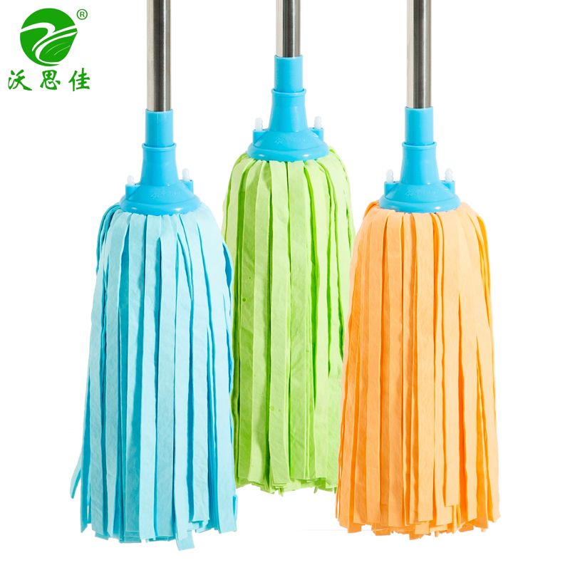 Wo Sijia deerskin towel mop chicken skin velvet floor mop household wooden floor dry and wet dual-use round head old-fashioned absorbent mop