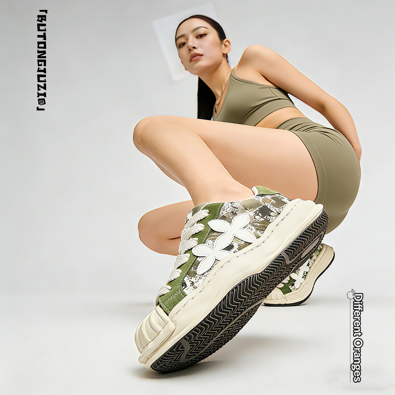 Different Orange Spring/Summer New Lucky Clover Dissolvable Shoes Thick-Soled Height-Increasing 5cm Sneakers Niche Original Couple Shoes