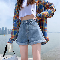 Denim shorts womens summer thin high waist thin tide ins New loose wide leg Net red a hot pants