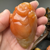 Natural Yunnan Huanglong Jade Turf Material Laughing Buddha Hand Toy Piece Longling Old Turf Material A Goods Jade Certificate