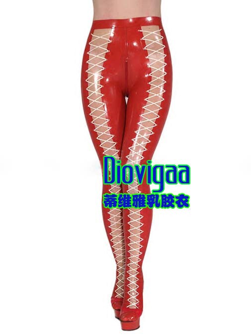 Tivija latex tight fit pants female latex hymen pants latex long pants strap latex leggings