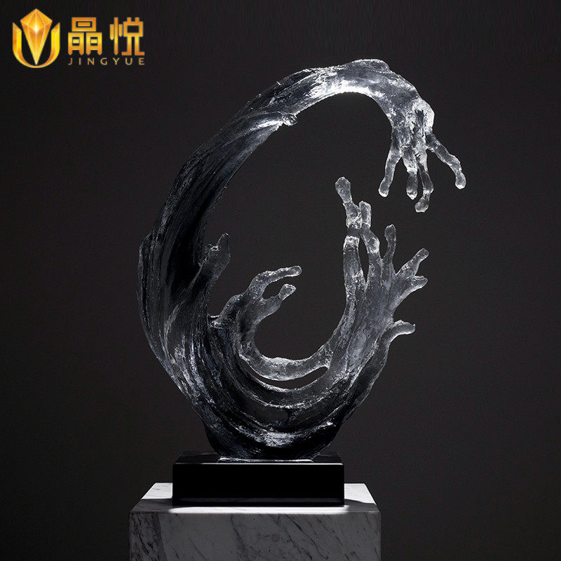 Hemp Noodles Ink Black Resin Water Pendulum Piece Blessing Hotel Lobby-Like Board Room Commercial Space Clubhouse Dining Room Fengshui