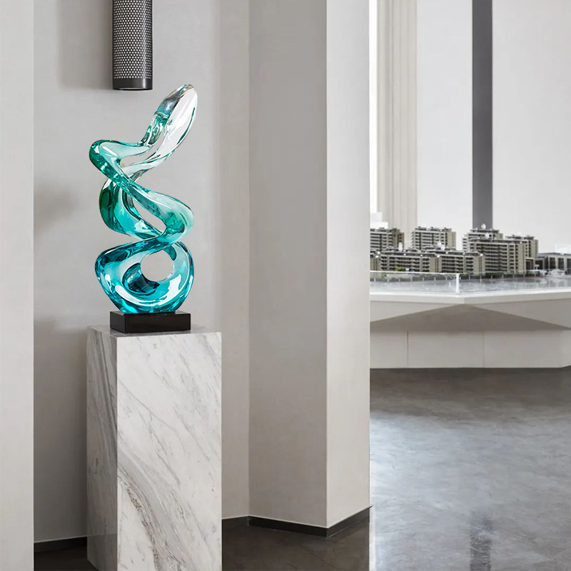 Abstract Blue Vertical Swing Piece Hotel Hall Boilerplate Room Living Room Blessings Resin Tabletop Soft-mounted Commercial Sculpture