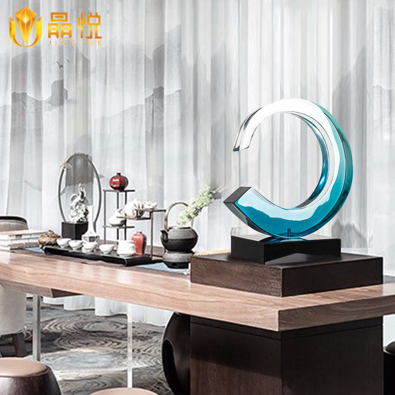 Semicircular blue ornaments synthetic resin sculpture abstract ornaments hotel lobby lobby model room decoration desktop