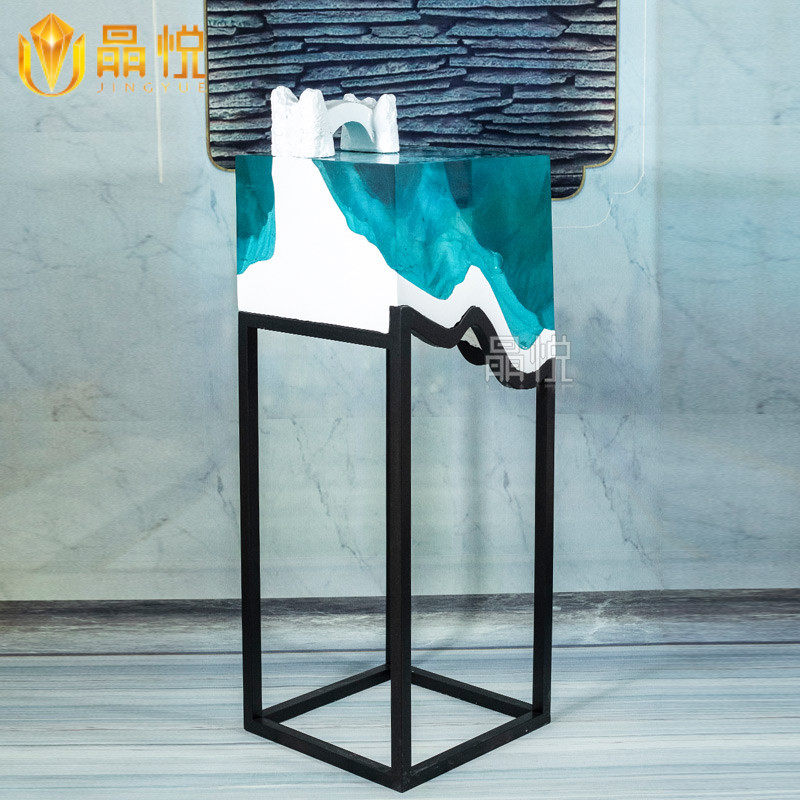 Blue Sea Glass Fiber Resin Hotel Lobby Dining Hall Dining Hall Sample Board Room Commercial Large Sculpture Floor Pendulum