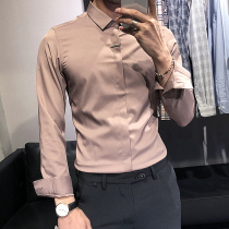 Shirt mens long-sleeved Korean version of the casual trend formal dress handsome slim ruffian handsome shaking voice tide brand net red very fairy shirt
