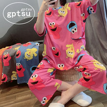Japan Gp Cartoon Pyjamas Women Summer Pure Cotton Short Sleeves 90% Pants Korean Version Casual can be worn outside the home Suits Suit