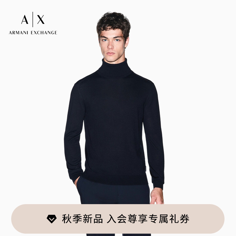 Armani Exchange/Armani's New Autumn and Winter Men's Lyocell and Wool Blended Pullover Knitted Sweater Armani Exchange/Armani's New Autumn and Winter Men's Lyocell and Wool Blended Pullover Knitted Sweater