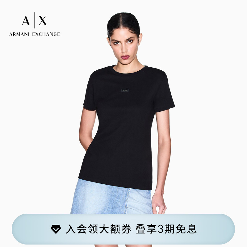 Armani Exchange/Armani's 26Th Spring/Summer New Women's Round Neck Short-Sleeved Right-Shoulder Pure Cotton Thin T-Shirt