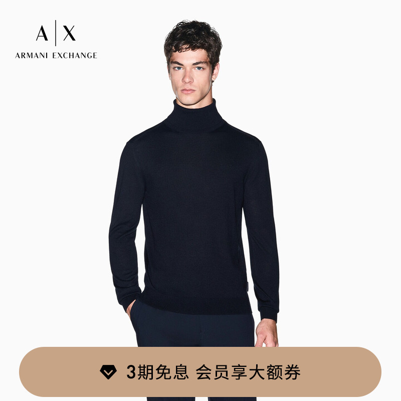 Armani Exchange/Armani's New Autumn and Winter Men's Lyocell and Wool Blended Pullover Knitted Sweater Armani Exchange/Armani's New Autumn and Winter Men's Lyocell and Wool Blended Pullover Knitted Sweater