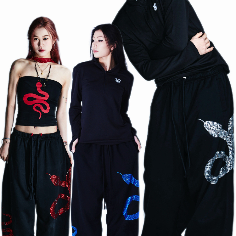 Suans Original 2025 New Product Sparkling Diamond Snake Flashing Personality Street Dance LAOSHU Street Sports Pants Sweatpants
