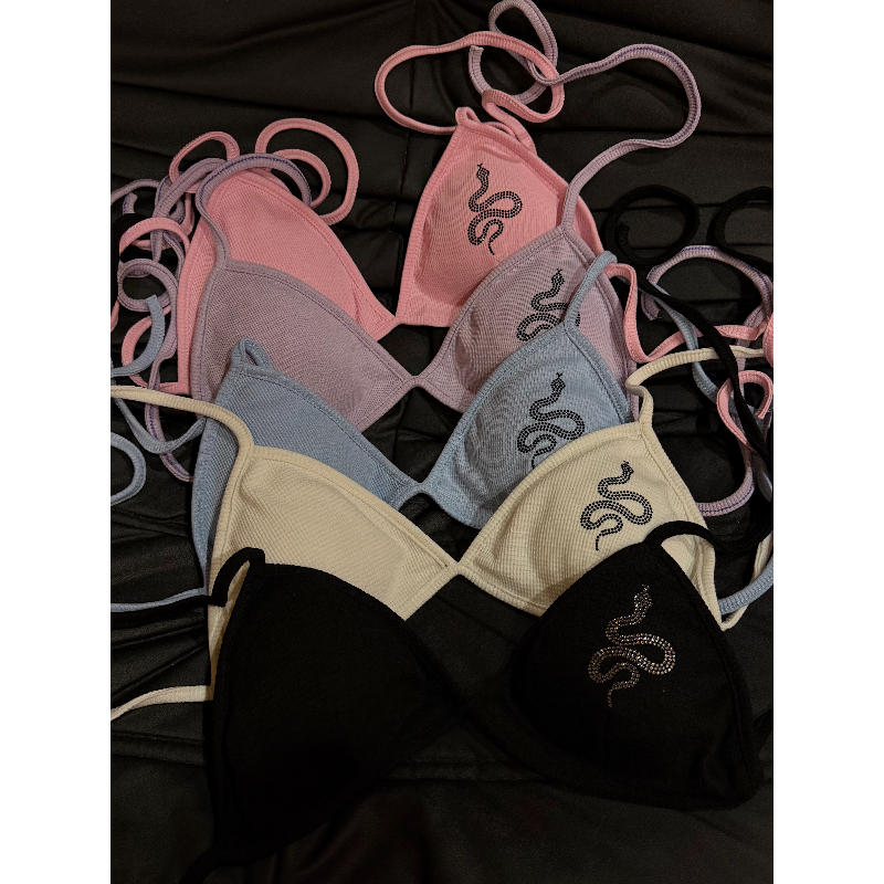 Suans Original Diamond Snake Dance Sports Bra with Chest Pads Bikini for Women, Sexy Backless Underwear