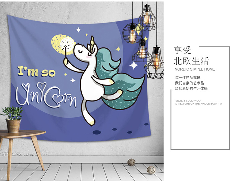 Nền vải in Bắc Âu kỳ lân phim hoạt hình tấm thảm phòng trẻ em phòng ngủ phòng khách tường ký túc xá bố trí trang trí - Tapestry thảm treo tường trang trí phòng ngủ