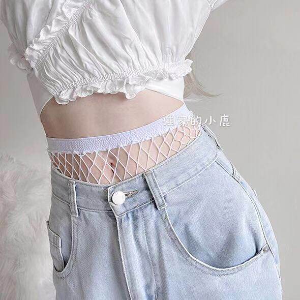 Spring and summer white tennis socks women big size fishing nets socks with broken holes jeans slim fit pantyhose net red silk stockings