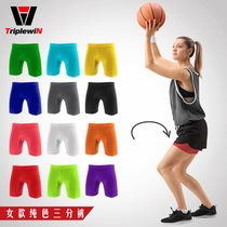 Womens solid color quick-drying base thin section sports fitness stretch yoga tight protective training multi-color three-point shorts