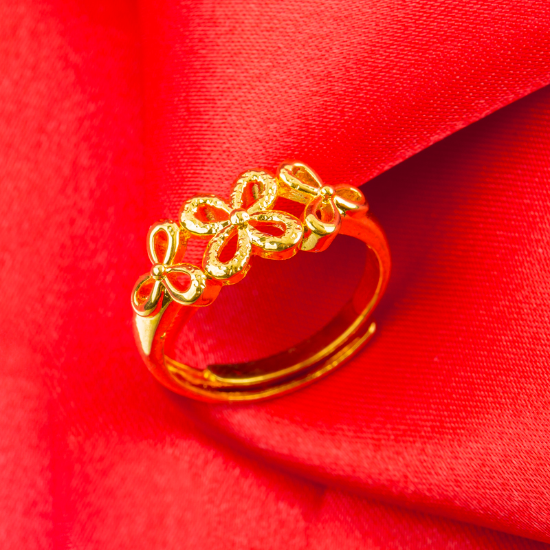 Nhẫn nữ vàng hồng 18k có thể điều chỉnh mở nhẫn đôi tùy chọn nhẫn đồng tiền