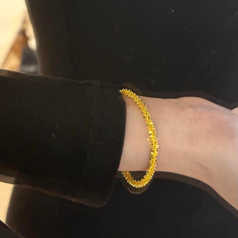 Gold Store Same Style Plain Bracelet Dragon Scale Sand Gold Bracelet Crushed Ice Ice Gold Color Bracelet Light Luxury Twist Women's Accessory Gold Store Same Style Plain Bracelet Dragon Scale Sand Gold Bracelet Crushed Ice Ice Gold Color Bracelet Light Luxury Twist Women's Accessory