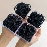 Детская черная безвредная эластичная резинка для девочек, резиновые кольца, аксессуар для волос, не повреждает волосы