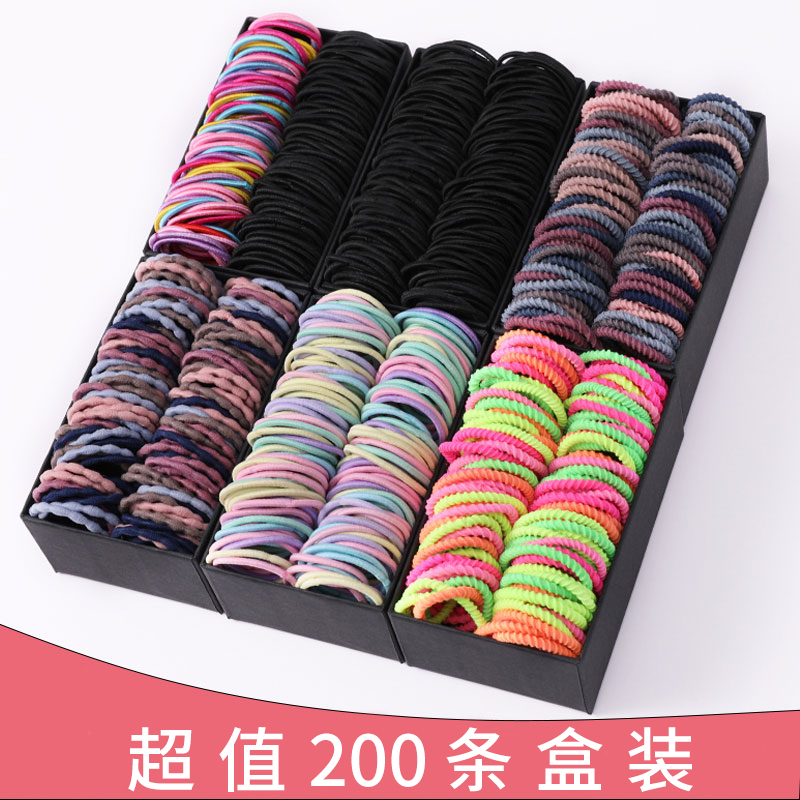 200 children hair accessories Hair Leather Gluten Not Hurt Hair Black Hair Ring Girl Baby Girl Head Accessories Hair Ring