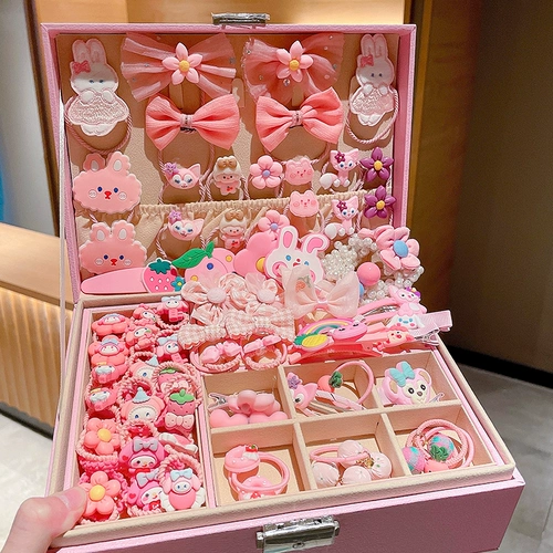 Розовый детский аксессуар для волос, подарочная коробка, комплект, наряд маленькой принцессы, шпильки для волос, в корейском стиле, подарок на день рождения