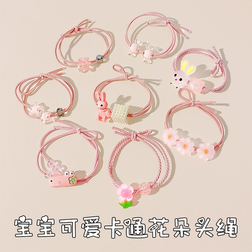 Двухэтажный детский милый хвостик, детская эластичная резинка для волос, в цветочек