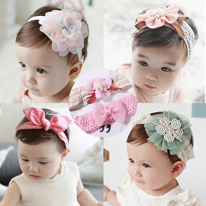 Baby hair with Korean lace flower newborn princess female baby hair adorned with cute girl child care halo door