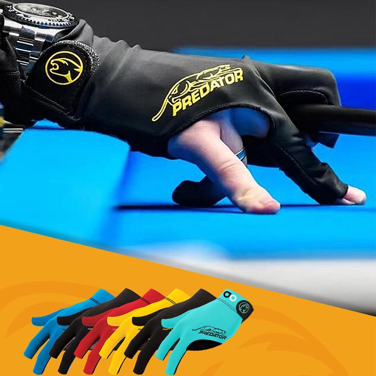 ジャガー ビリヤードグローブ 3本指 プロ仕様 高級アクセサリー 左手用 薄型 男女兼用 滑り止め ブラック＆レッド メッシュスキン