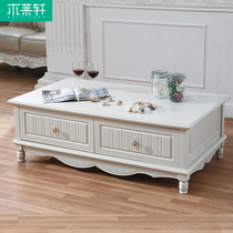 Pastoral coffee table Rounded square Korean small coffee table Simple living room storage tea table