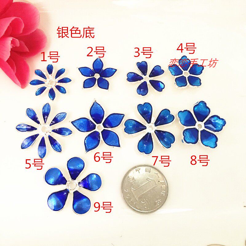 Ancient Wind Hairpin Hairpin Hairpin Hanfu Steps Shake Diy Hand Hair Accessories Alloy Flowers Drop Oil Burn Blue View Thai Blue Silver Color