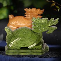 Natural jade engraving jade dragon tortoise jade stone turtle handicraft stone carved dragon turtle ornament swing piece