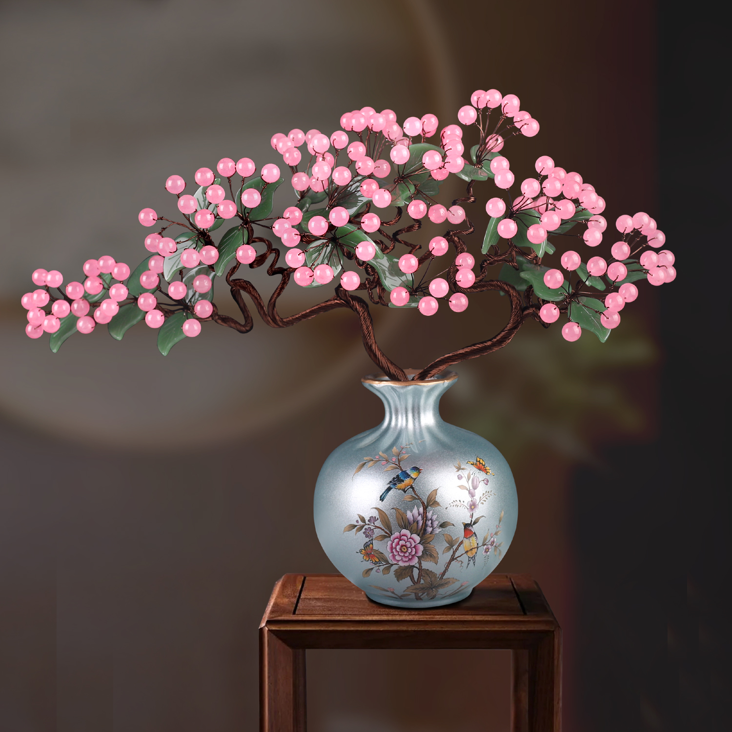 Natural jade bonsai crystal jade living room decoration home modern jewelry European craft gift decoration jade carving decoration