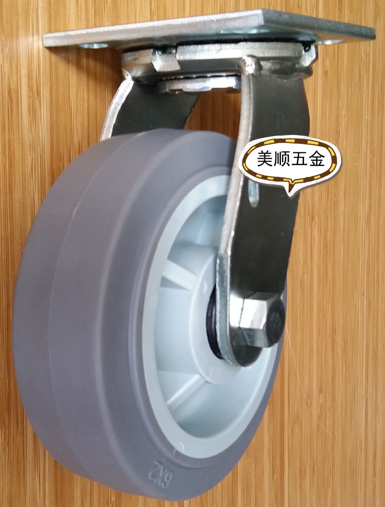 6 inch no damage to the ground heavy duty grey synthetic rubber mute swivel caster universal caster