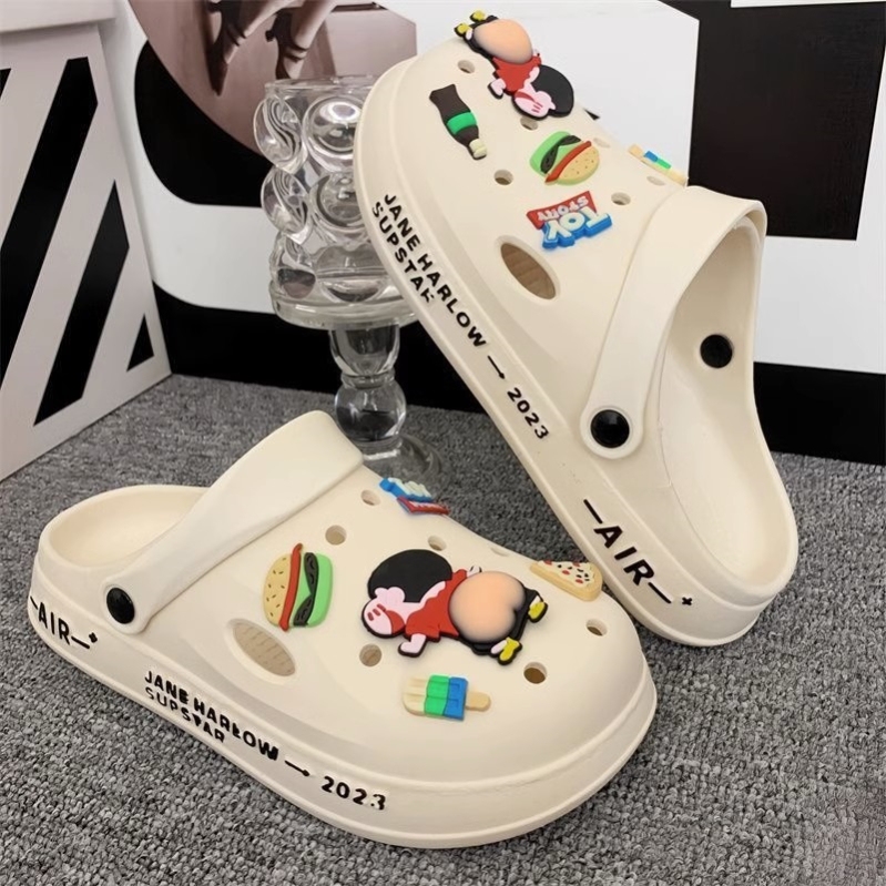 Cartoon Cute Crayon Shin-Chan Slippers, Home Shoes, Clogs, Men's Summer Outdoor Wear, Thick-Soled, High-Value, Closed-Toe Sandals