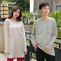 Kaki Tiger long-sleeved T-shirt quick-drying clothes Outdoor sports leisure men and women quick-drying large size round neck loose spring and autumn tide