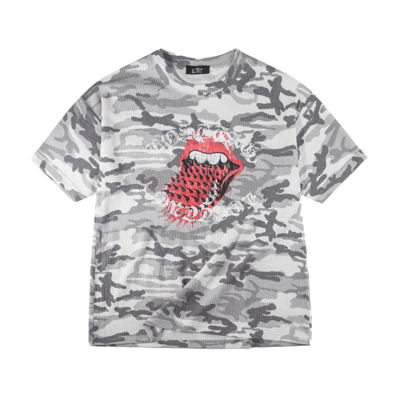 Losttag Blood Tongue Camo Waffle T-Shirt Bloody Tongue Camo Tee Losttag Blood Tongue Camo Waffle T-Shirt Bloody Tongue Camo Tee