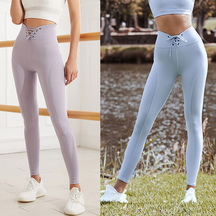 WISKII Light Luxury Sports European and American style with high waist hips elastic tight fitness pants for women wear