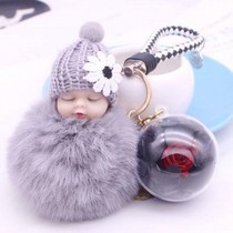 Cute doll keychain shake sound creative plush gift pendant high-grade hair ball car pendant womens bag key chain