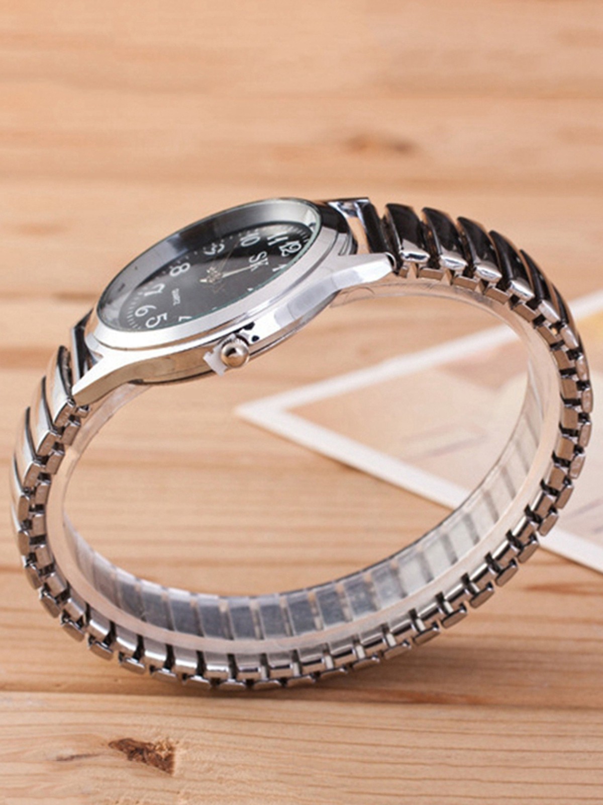 [Gift for Parents] Quartz Couple Watches, Clear and Easy to Read, Spring Retractable Strap, Large Numbers, Elderly Watch