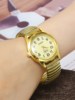 Middle-Aged and Elderly Couples' Golden Large Digital Watch for Parents, Telescopic Spring Strap Quartz Watch Without Clamping Your Hands