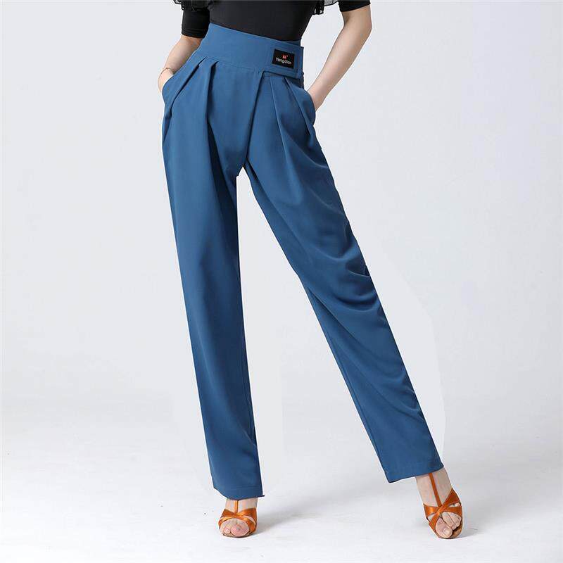New Morden Pocket Pants Women's Waist Jumping National Mark Dating dance High pants Latin dance wide AER Dancing Pants-Taobao