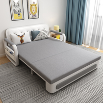 Sofa bed foldable multi-functional sliding and pulling dual-purpose living room small apartment simple solid wood pull-out type double 1.5 meters
