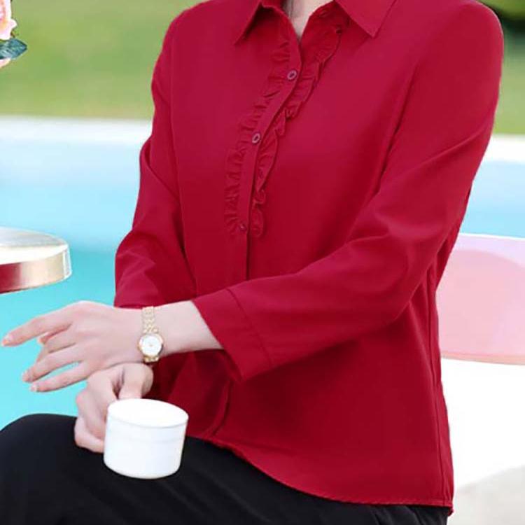 Middle-Aged Mother's New Spring and Summer Burgundy Polo Collar Three-Quarter Sleeve Women's Shirt, Thin and Fashionable Plus-Size T-Shirt Top Middle-Aged Mother's New Spring and Summer Burgundy Polo Collar Three-Quarter Sleeve Women's Shirt, Thin and Fashionable Plus-Size T-Shirt Top