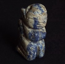 Ancient Hongshan Culture Lapis Lazuli Jade Kneeling Man Meeting Noble Person Pendant Neolithic Culture Current Object