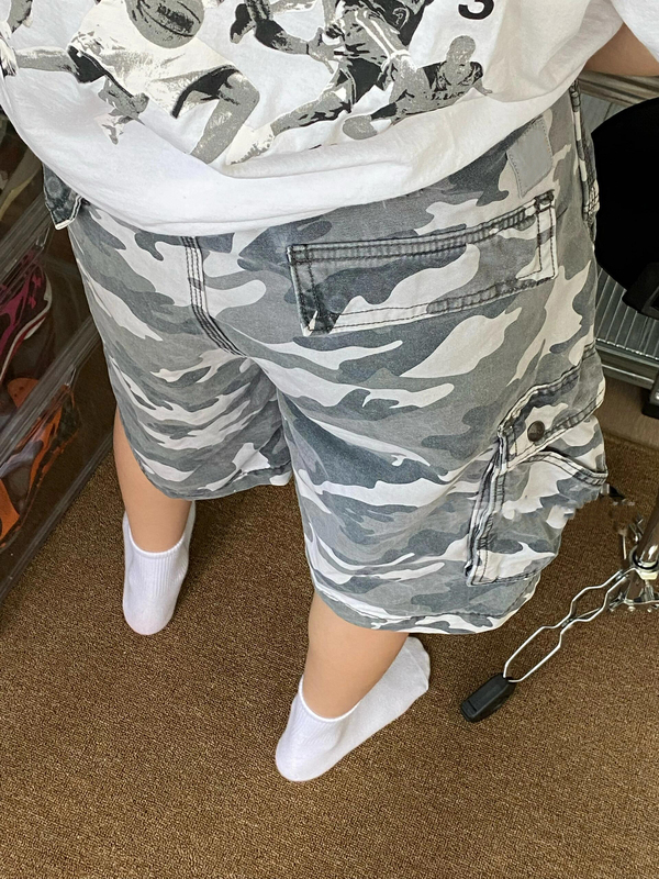 [Summer Pants King] Heavy-Duty Camouflage Vintage Washed Distressed Carhartt-Style Workwear American-Style Mid-Length Shorts
