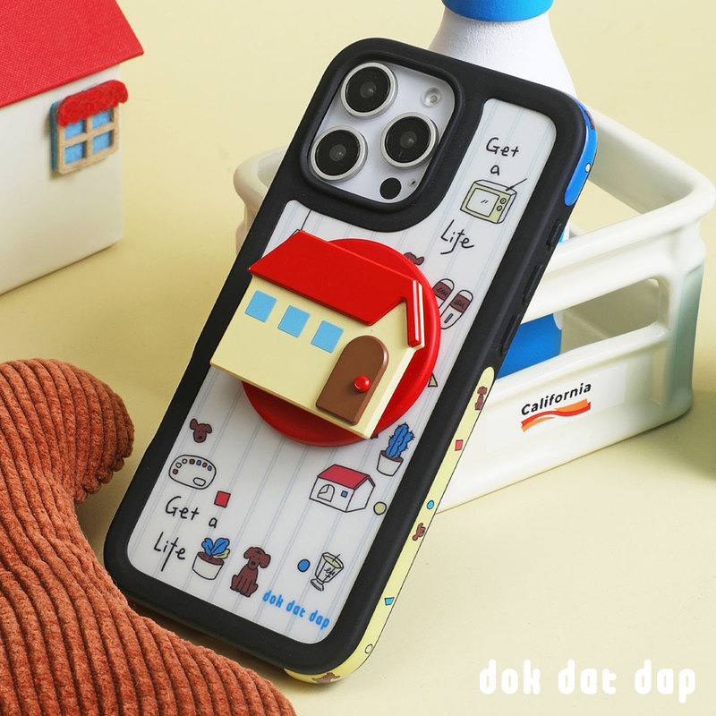 Dokdatdap Dog House Original Iphone17Promax Phone Case Black Frame Personalized and Fun Suitable for Apple 16Pro Magnetic Case New Cute Cartoon Apple 15 Trendy Niche