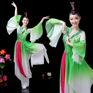 Chinese folk dance costumes for women Classical Dance Costume female elegant Chinese style modern Jasmine Dance Costume National fan dance suit 