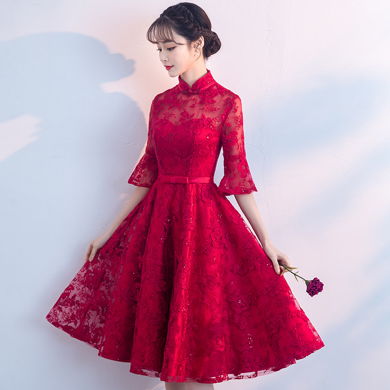 敬酒礼服裙女新娘2018春季结婚新款回门订婚