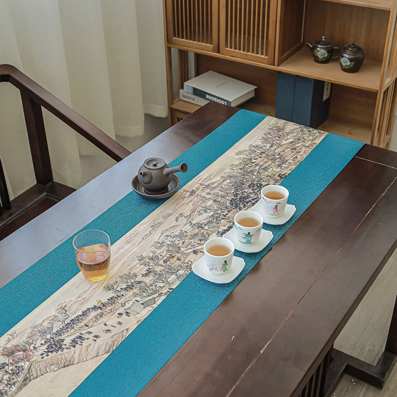 Tea table Chinese tableflag Chinese Zen linen fabric tablecloth waterproof tea tablecloth tea table fabric cotton tea pad